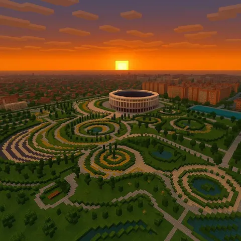 Кубань в Minecraft на закате