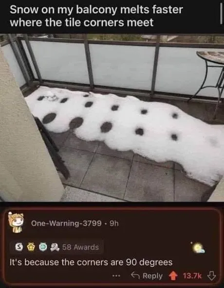 Snow Melts at Tile Corners