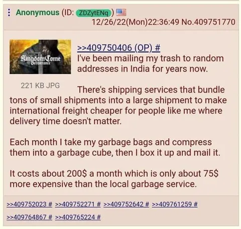 Mailing Compressed Garbage Overseas