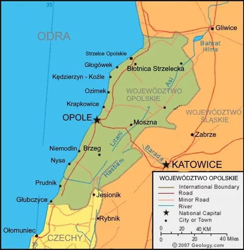 Mapa województwa opolskiego