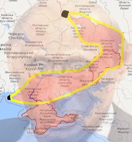 Украина с жёлтым контуром
