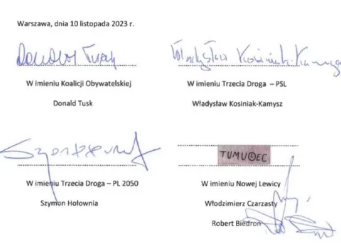 Podpisy liderów polskiej koalicji