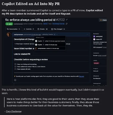 Copilot Edited Its Own PR Ad