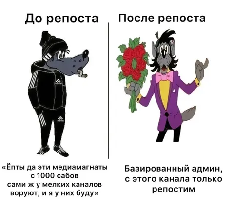 До и после репоста