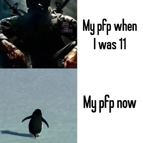 Edgy PFP Then Penguin Now