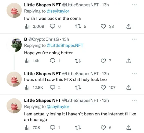 Back from coma, sees FTX
