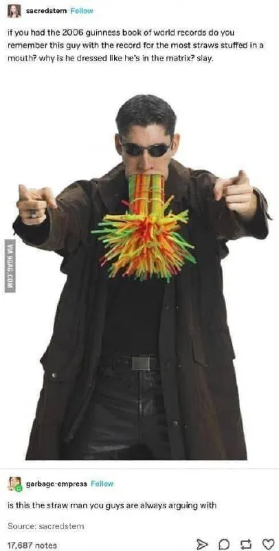 Neo With Straws in His Mouth