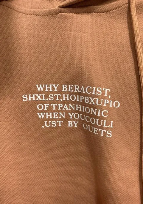 Gibberish Text on Sweatshirt
