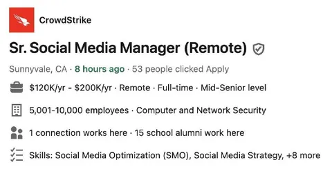 CrowdStrike Social Media Salary
