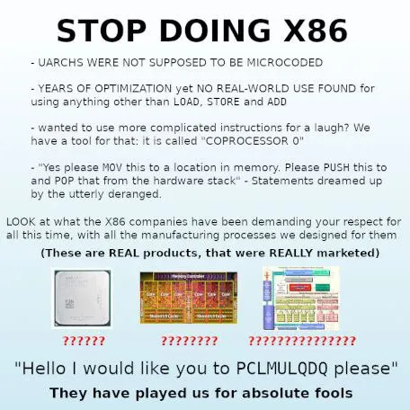 Stop Doing X86