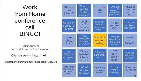 Work From Home Conference Call Bingo