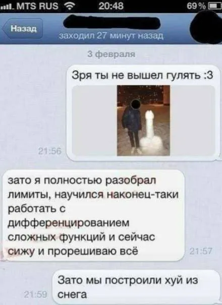 Хуй из снега вместо прогулки