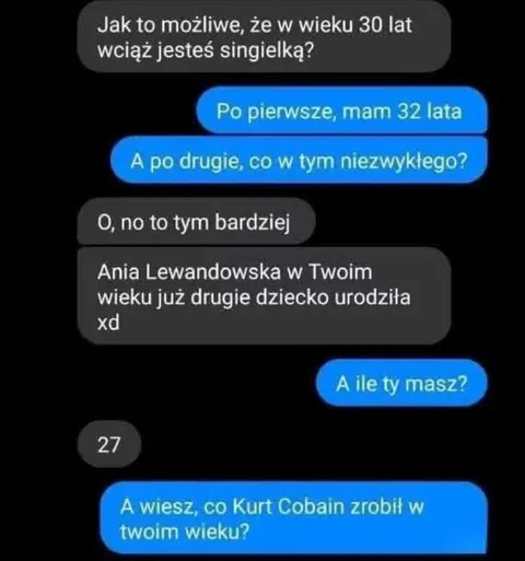 Kurt Cobain w wieku 27 lat