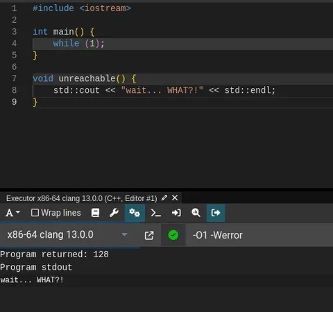 Unreachable Code Says What