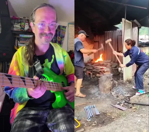 Басист и кузнецы в ритм