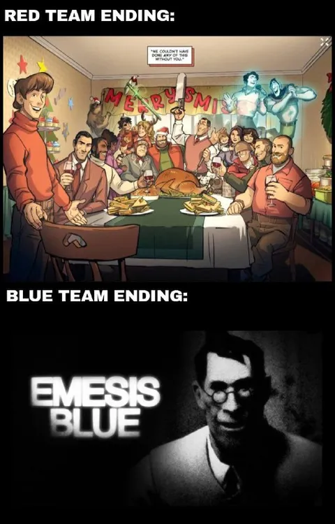 Red Team Ending vs Blue Team Ending