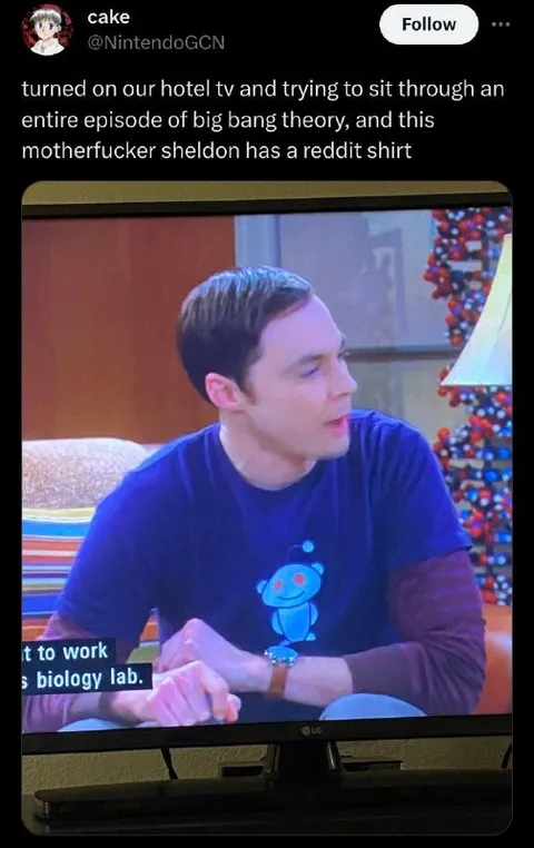 Sheldon Wears a Reddit Shirt