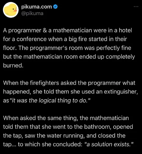 Programmer and Mathematician Fire Joke