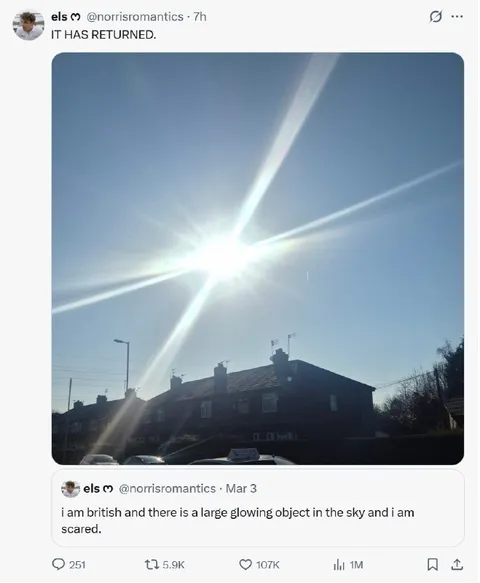 British Person Sees the Sun