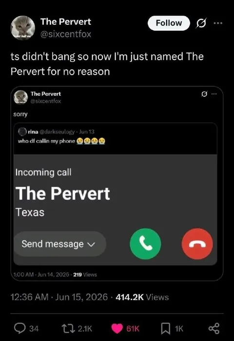 Named The Pervert for No Reason