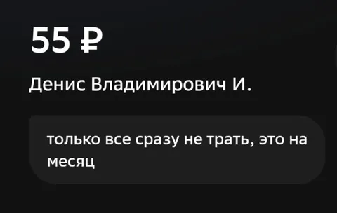 Пятьдесят пять рублей на месяц