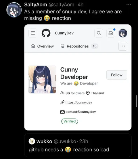 GitHub Needs a Crying Reaction