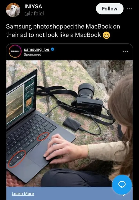 Samsung Photoshopped the MacBook