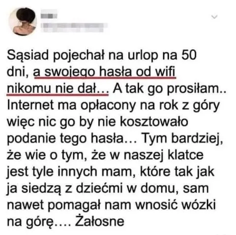 Sąsiad nie poda hasła do Wi-Fi