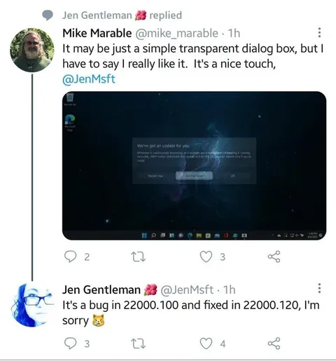 Windows Update Transparent Dialog Joke