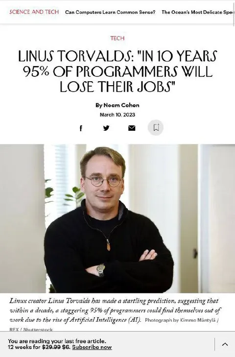 Linus Torvalds Predicts Programmer Jobs