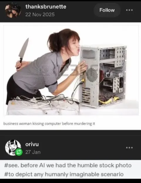 Businesswoman Kissing Computer Before Murder