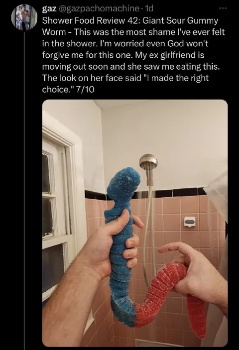Giant Sour Gummy Worm Shower Review