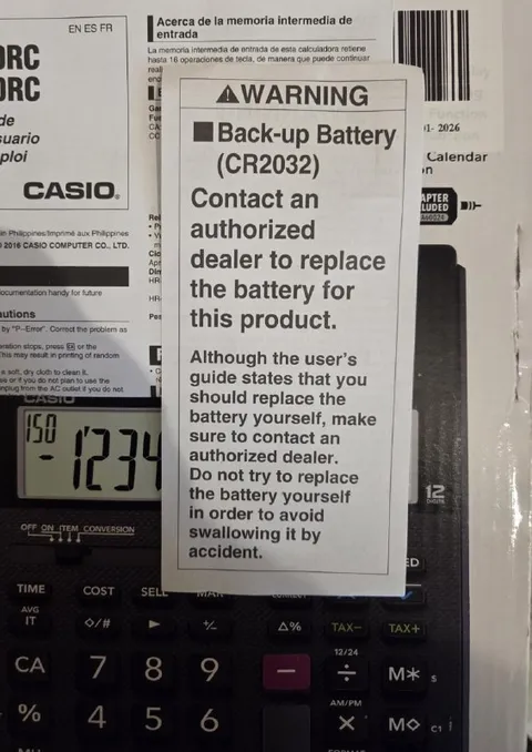 Calculator Battery Warning
