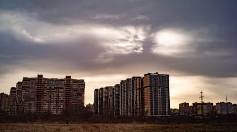 Мрачный вид на спальный район