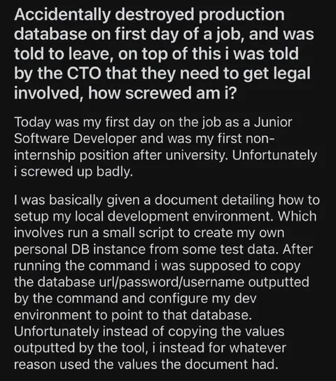 Accidentally Destroyed Production Database