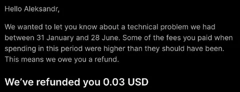 Refunded 0.03 USD