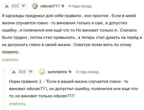Правило: виноват только я