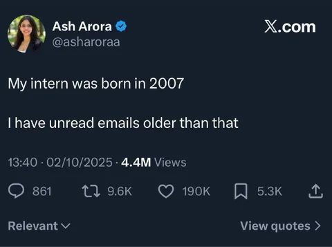 Intern Younger Than Unread Emails