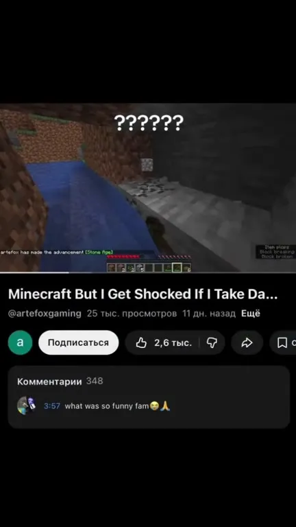 Minecraft Shocked by Taking Damage