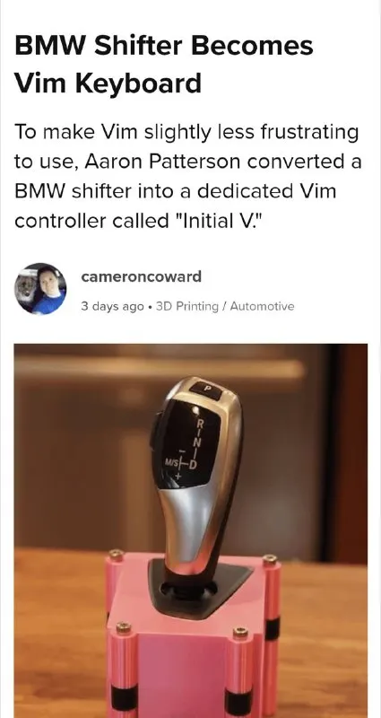 BMW Shifter Becomes Vim Keyboard