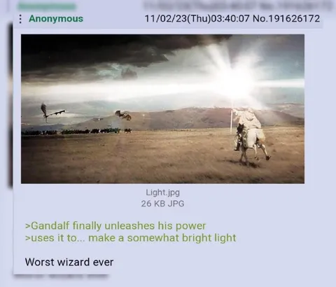 Gandalf Makes a Bright Light