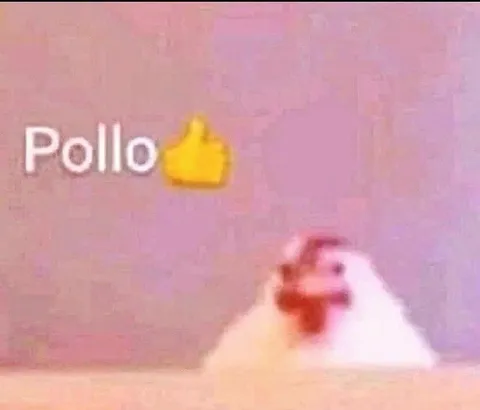 Pollo con pulgar arriba