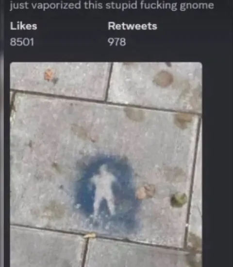 Vaporized Gnome on Pavement
