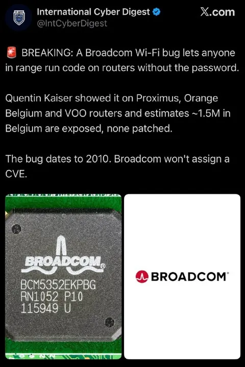 Broadcom Wi-Fi Wormable RCE