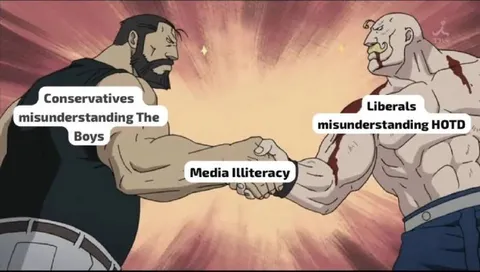 Conservatives and Liberals Handshake