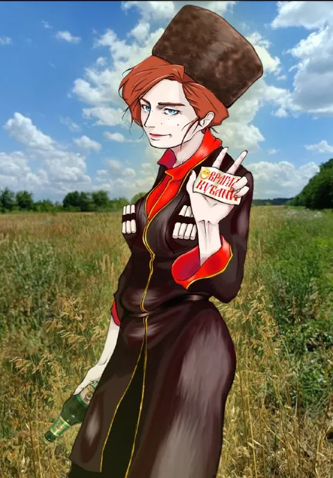 Девушка с квасом в поле