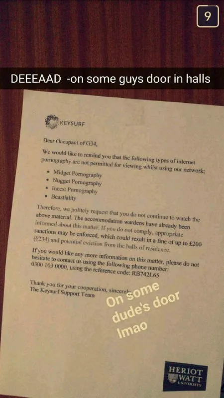 Pornography Warning on a Dorm Door