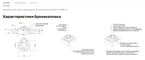 Характеристики бронеколпака