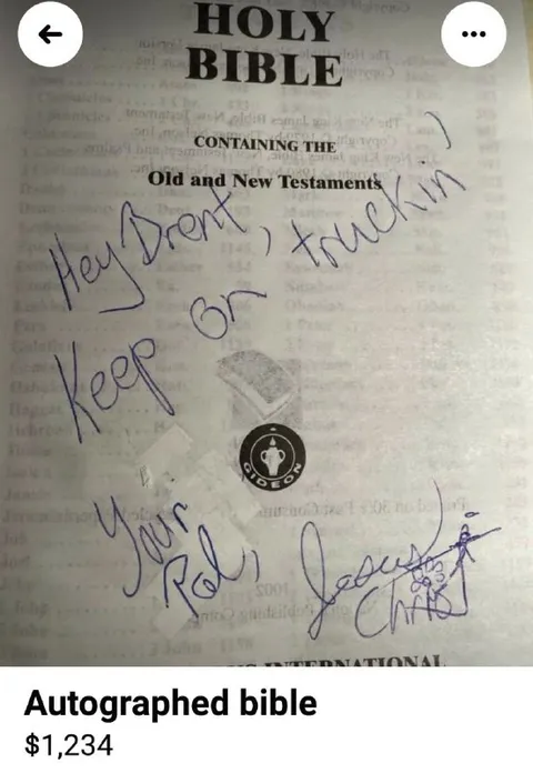 Autographed Bible Listing