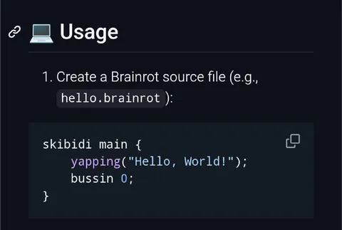 Brainrot Programming Language Usage